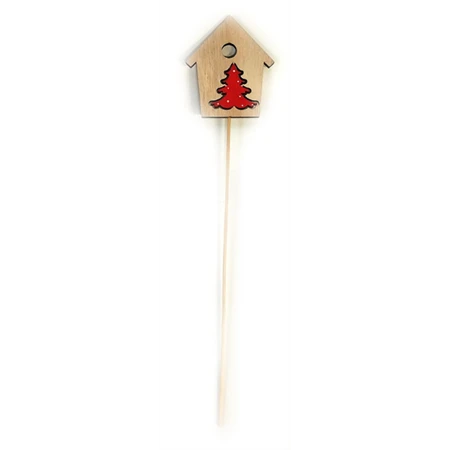 Dekoráció betűző angyal, szarvas, házikó fa 30cm natúr, piros