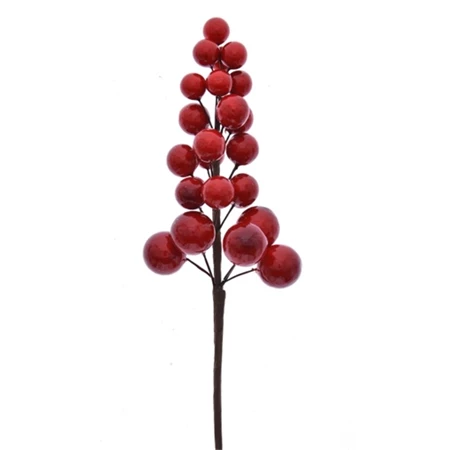 Dekoráció betűző bogyós ág 5ág/csomag polyfoam 23cm piros