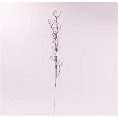 Dekoráció betűző bogyós ág polyfoam 49cm gyöngyház fehér