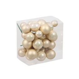 Dekoráció betűző gömb üveg 2/2,5/3cm 6db/csomag krém fényes/matt