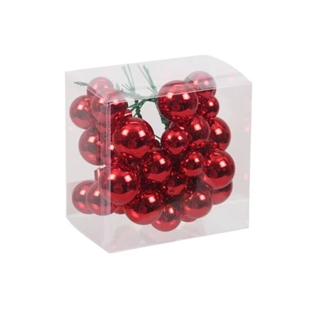 Dekoráció betűző gömb üveg 2/2,5/3cm 6db/csomag piros fényes