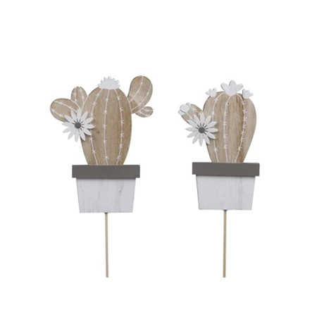 Dekoráció betűző, kaktusz, fa, 11,5/12cm, natúr, 1db
