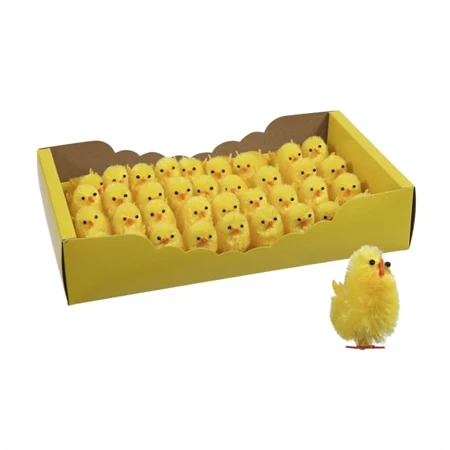 Dekoráció csibe zsenília 4cm sárga 1db