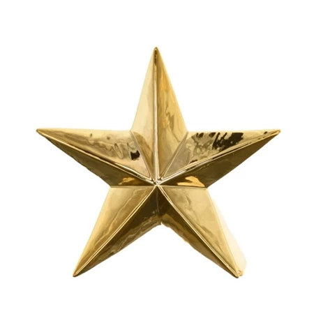 Dekoráció csillag porcelán 12,6x5x11,7cm arany