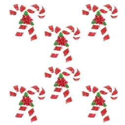 Dekoráció cukorbot, öntapadós poly 3,1x0,8x3,4 cm piros, fehér 6db/csomag