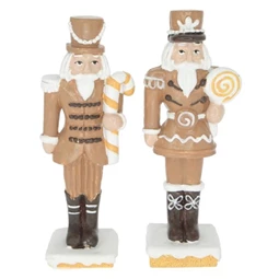Dekoráció diótörő cukorbottal, nyalókával álló poly 3,7x2,7x9,9cm barna, fehér 2 féle 1db, figura nem választható
