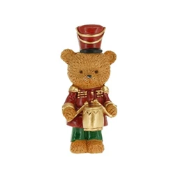 Dekoráció diótörő maci dobbal, álló poly 3,5x3,2x7,8 cm barna/piros