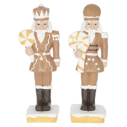 Dekoráció diótörő nyalókával álló poly 3,4x2,6x10,2 cm barna, fehér 2 féle, 1db, figura nem választható