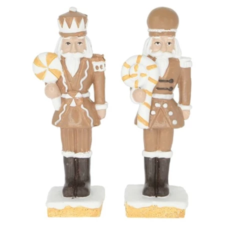 Dekoráció diótörő nyalókával álló poly 3,4x2,6x10,2 cm barna, fehér 2 féle, 1db, figura nem választható