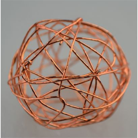 Dekoráció drót labda fém 5cm, 6db/csomag rose gold