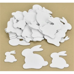 Dekoráció fa nyúl, vegyes méret, 50db/csomag, fehér