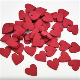 Dekoráció fa szív 2cm, 50db/csomag, piros