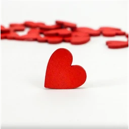 Dekoráció fa szív 2cm, 50db/csomag, piros