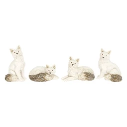 Dekoráció farkas ülő, fekvő poly 3,4x2,7x4cm fehér 4 féle 1db, figura nem választható