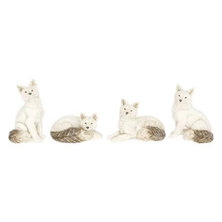 Dekoráció farkas ülő, fekvő poly 3,4x2,7x4cm fehér 4 féle 1db, figura nem választható