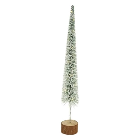 Dekoráció fenyő fa talpon, LED-es műanyag, fa 6x42,5cm zöld