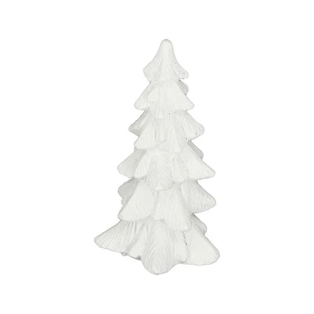 Dekoráció fenyőfa poly 5x4,7x8,7cm fehér