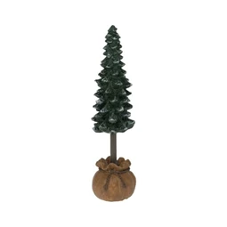 Dekoráció fenyőfa zsákban poly 3,6x3,5x14cm zöld/barna