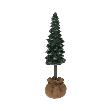 Dekoráció fenyőfa zsákban poly 3,6x3,5x14cm zöld/barna