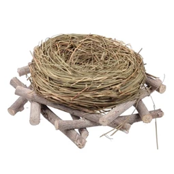 Dekoráció fészek gallyakkal széna 17,5x7cm natúr