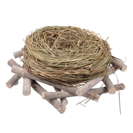 Dekoráció fészek gallyakkal széna 17,5x7cm natúr