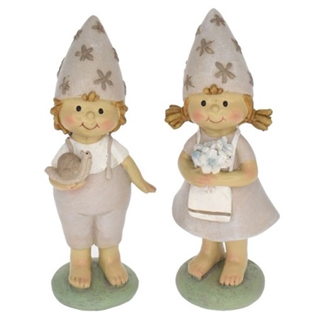 Dekoráció gyerek fiú,lány csigával,virággal álló poly 5x3,5x12cm bézs,fehér 2 féle 1db