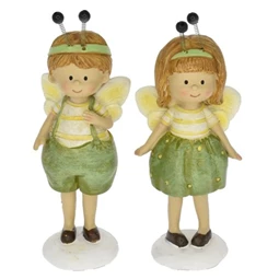 Dekoráció gyerek fiú,lány méhecske álló poly 4,5x6,5x12cm sárga,zöld 2 féle 1db