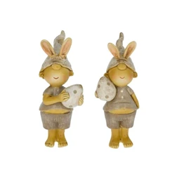 Dekoráció gyerek nyuszifüllel tojással álló poly 3,5x3,5x9,5cm bézs 2 féle 1db, figura nem választható