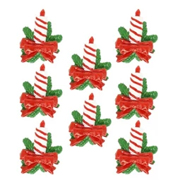 Dekoráció gyertya masnival, öntapadós poly 2,2x0,9x3 cm piros, zöld 8db/csomag