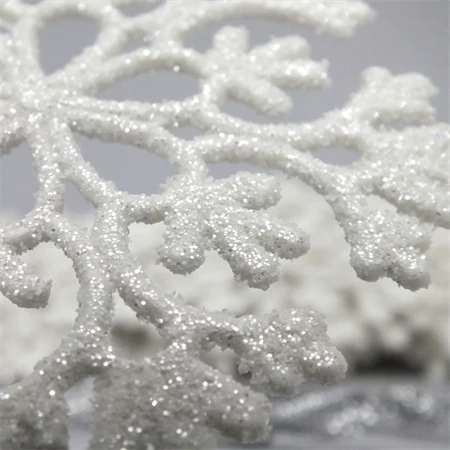 Dekoráció hópihe 9,5cm glitteres 12db/csomag fehér