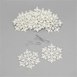 Dekoráció hópihe 9,5cm glitteres 12db/csomag fehér