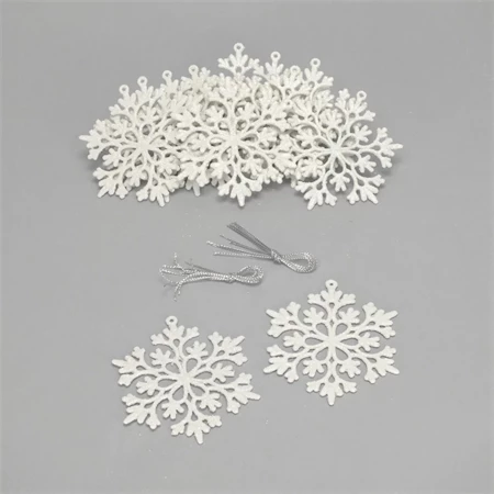 Dekoráció hópihe 9,5cm glitteres 12db/csomag fehér