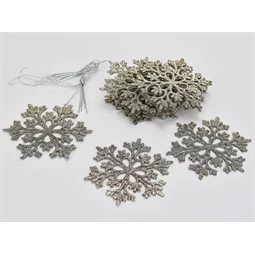 Dekoráció hópihe 9,5cm glitteres 12db/csomag pezsgő