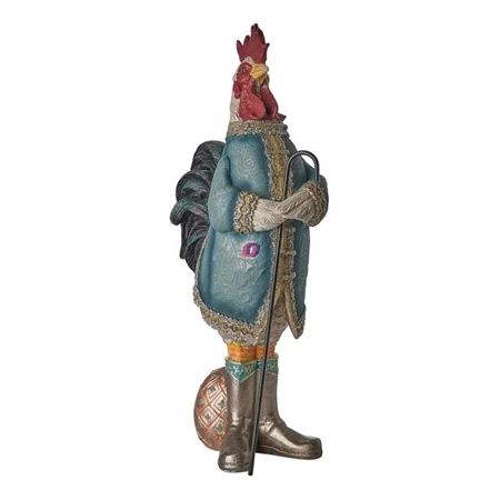 Dekoráció kakas tojással álló kerámia 22x11x39,5cm kék, arany