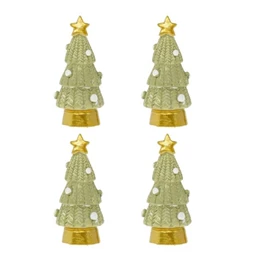 Dekoráció karácsonyfa csillaggal poly 2,1x1,8x4,5 cm zöld, arany 4db/csomag