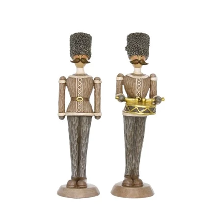 Dekoráció katona álló poly 5x6x19 cm szürke-arany 2 féle 1db, figura nem választható