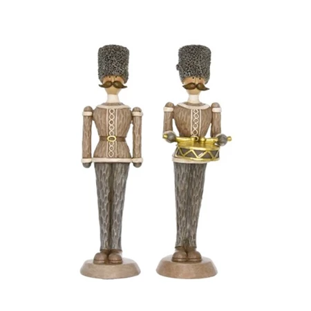 Dekoráció katona álló poly 7x8x25 cm szürke-arany 2 féle 1db, figura nem választható