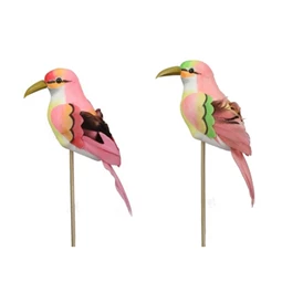 Dekoráció madár betűzős 15,5cm rózsaszín 1db