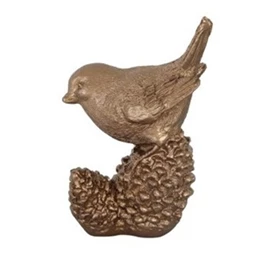 Dekoráció madár tobozon 7,5x11x5cm arany