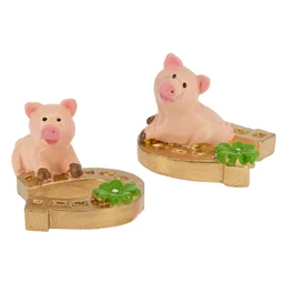 Dekoráció malac patkóval poly 4x3,5x3,2cm rózsaszín, arany 2 féle 1db, figura nem választható
