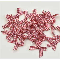 Dekoráció masni kockás piros 30db/csomag