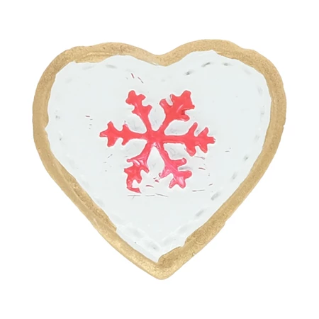 Dekoráció mézeskalács figura szív öntapadós poly 2,5x0,5x2,3 cm fehér-piros 8db/csomag