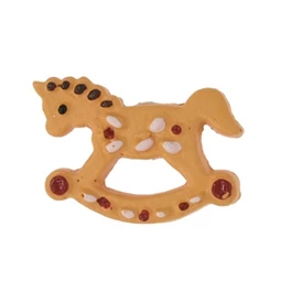 Dekoráció mézeskalács hintaló öntapadós poly 3x2,1x0,5cm 8db/csomag barna