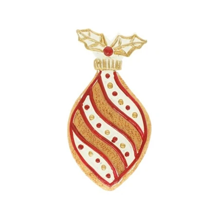 Dekoráció mézeskalács karácsonyfadísz, csavart, öntapadós poly 4,2x1x8,1 cm fehér, barna