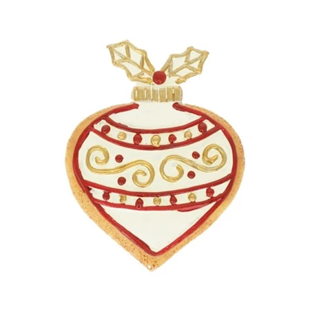 Dekoráció mézeskalács karácsonyfadísz, öntapadós poly 6,2x1x7,9 cm fehér, piros