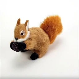 Dekoráció mókus makkal 14x5x9cm világosbarna