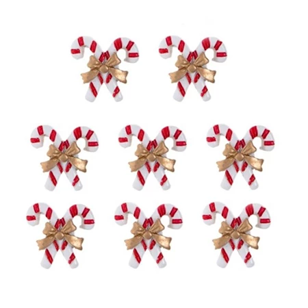 Dekoráció nyalóka öntapadós poly 2,3x2,5x0,8cm fehér-piros 8db/csomag