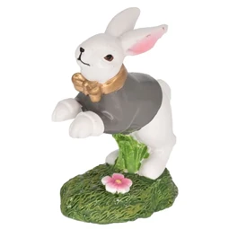 Dekoráció nyúl álló poly 4,8x3,3x6,5cm fehér, szürke