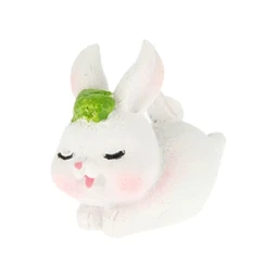 Dekoráció nyúl fekvő műanyag 3,3x1,6x3 cm fehér 4db/csomag