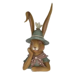 Dekoráció nyúl kalapban poly 2x2x5,5cm barna,zöld